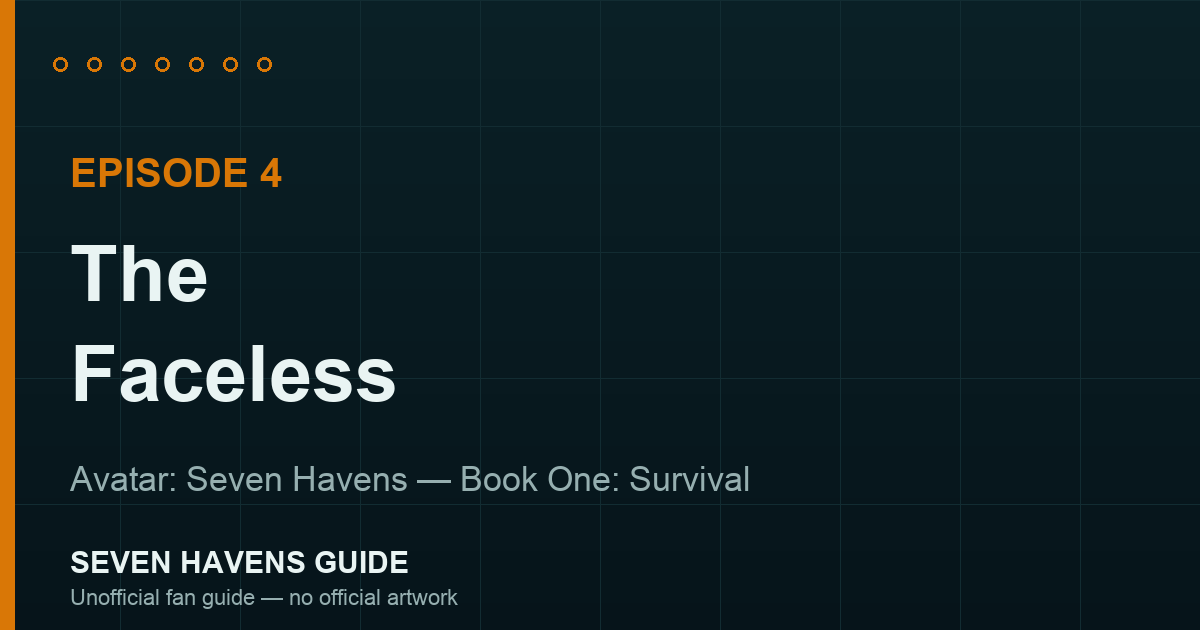 Self-drawn text cover for the Avatar: Seven Havens episode 4 recap (no official artwork used)